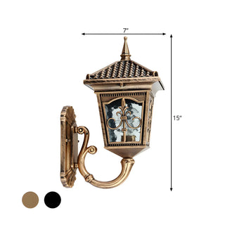 ZOWALA - Antique Carved Glass Lantern Bronze Outdoor Wall Light #size