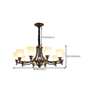 Antique Black Bronze Glass Bell Round Living Room Chandelier Image - 22