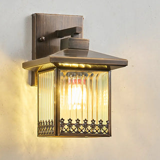 Antique Square Brass Outdoor Wall Lantern  Zawala Image - 5
