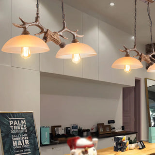 ZOWALA - Antler Down Bowl 2-Light Chandelier Image - 13