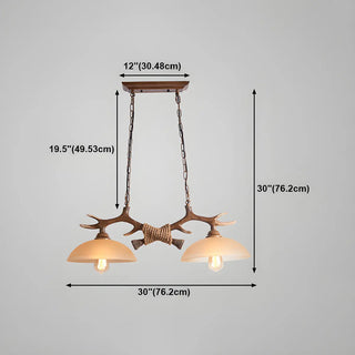 ZOWALA - Antler Down Bowl 2-Light Chandelier #size