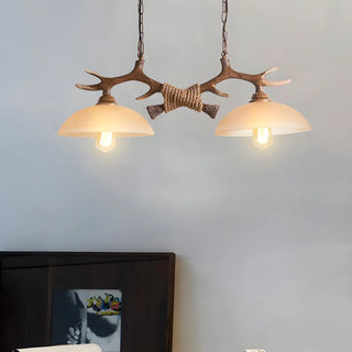 ZOWALA - Antler Down Bowl 2-Light Chandelier Image - 3