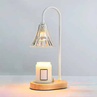 Simple Cone Crystal Shade Wood Base Candle Table Lamp Zawala Image - 11