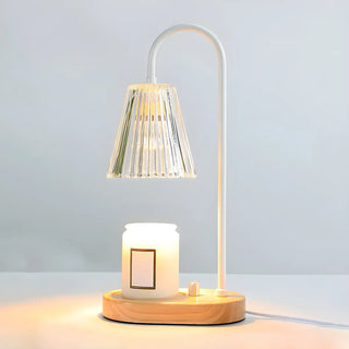 Simple Cone Crystal Shade Wood Base Candle Table Lamp Zawala Image - 12