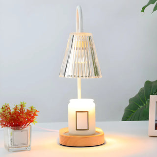 Simple Cone Crystal Shade Wood Base Candle Table Lamp Zawala Image - 17