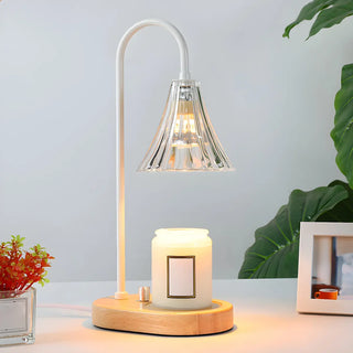 Simple Cone Crystal Shade Wood Base Candle Table Lamp Zawala Image - 6