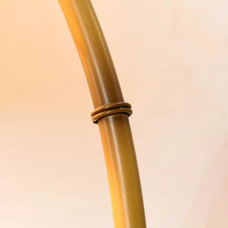 Rustic Fabric Cone and Marble Base Arched Floor Lamp Zawala Image - 5