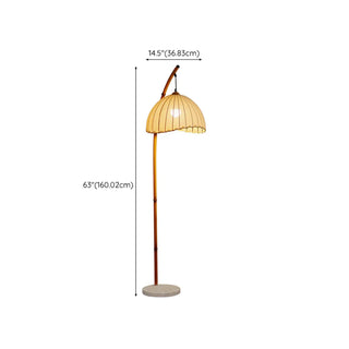 Rustic Fabric Cone and Marble Base Arched Floor Lamp Zawala #size