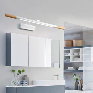 Modern Cylinder Wood Bathroom LED Vanity Light Zawala Image - 2
