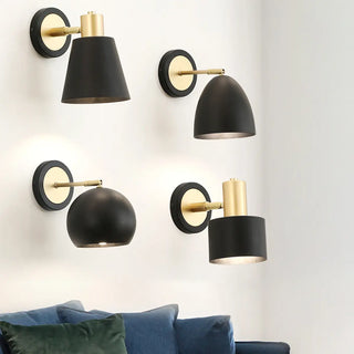 Modern Minimalist Rotatable Black Wall Sconce Set Zawala Image - 1