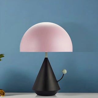 Chic Blue Geometric Mushroom Dome Tapered Desk Lamp Zawala Image - 4