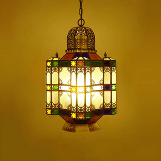 ZOWALA - Art Deco Brass Lantern Pendant Chandelier Restaurant Image - 3