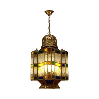 ZOWALA - Art Deco Brass Lantern Pendant Chandelier Restaurant Image - 4