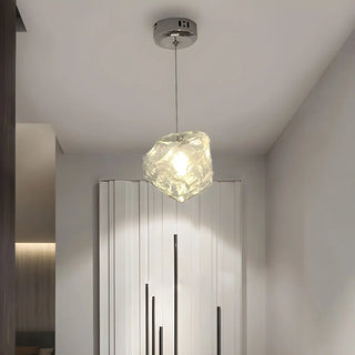 ZOWALA - Modern Art Deco Bedroom Clear Glass Rock Pendant Light Image - 1