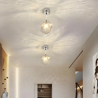 ZOWALA - Modern Art Deco Bedroom Clear Glass Rock Pendant Light Image - 3