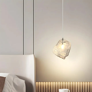 ZOWALA - Modern Art Deco Bedroom Clear Glass Rock Pendant Light Image - 4