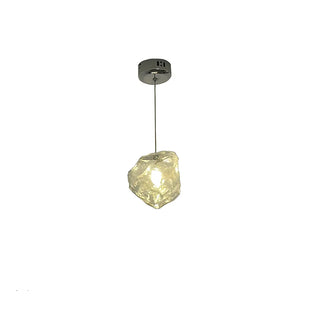 ZOWALA - Modern Art Deco Bedroom Clear Glass Rock Pendant Light Image - 9