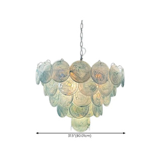 ZOWALA - Multi-Tier Art Deco Green Glass Disc Chandelier Image - 15