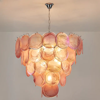 ZOWALA - Multi-Tier Art Deco Green Glass Disc Chandelier Image - 4