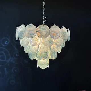 ZOWALA - Multi-Tier Art Deco Green Glass Disc Chandelier Image - 6