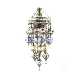 ZOWALA - Art Deco Multicolor Mosaic Glass Oval Pendant Chandelier Image - 4