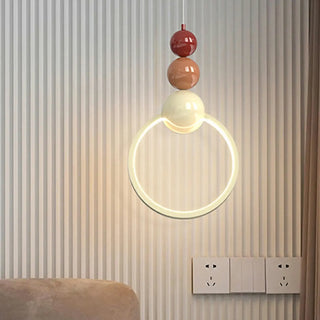 ZOWALA - Modern Bedroom LED Art Deco White Circle Pendant Light Image - 3
