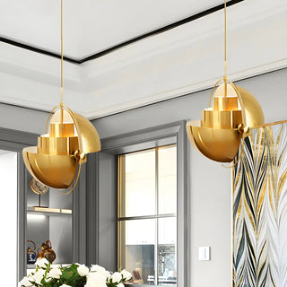 Modern Art Deco Geometric Spherical Gold Pendant Light Set Zawala Image - 4