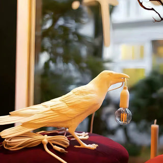 Artistic White Bird Shaped Resin Bedroom Table Lamp Zawala Image - 3