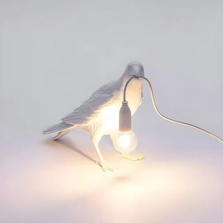 Artistic White Bird Shaped Resin Bedroom Table Lamp Zawala Image - 4