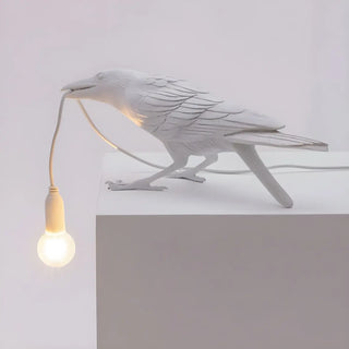 Artistic White Bird Shaped Resin Bedroom Table Lamp Zawala Image - 5