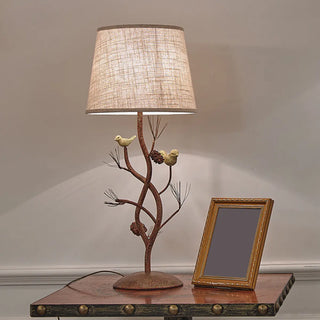 ZOWALA - Art Tree-Shaped Base Fabric Shade Bedside Table Lamp Image - 1