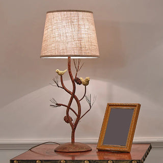 ZOWALA - Art Tree-Shaped Base Fabric Shade Bedside Table Lamp Image - 10