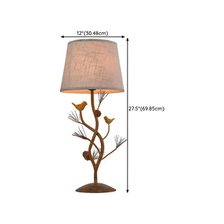 ZOWALA - Art Tree-Shaped Base Fabric Shade Bedside Table Lamp #size