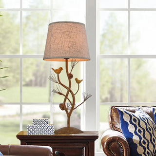 ZOWALA - Art Tree-Shaped Base Fabric Shade Bedside Table Lamp Image - 3