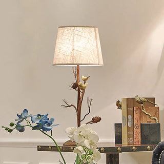 ZOWALA - Art Tree-Shaped Base Fabric Shade Bedside Table Lamp Image - 4