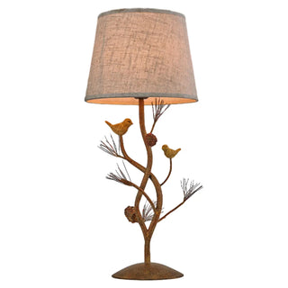 ZOWALA - Art Tree-Shaped Base Fabric Shade Bedside Table Lamp Image - 5