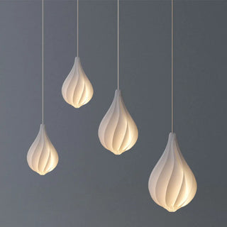 Artistic Dining Room White Teardrop Pendant Light Zawala Image - 4