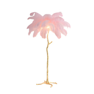 Artistic Blue Feather Gold Branch Base Floor Lamp Zawala Image - 11