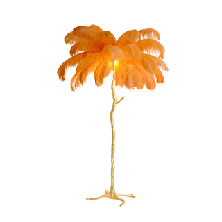 Artistic Blue Feather Gold Branch Base Floor Lamp Zawala Image - 12