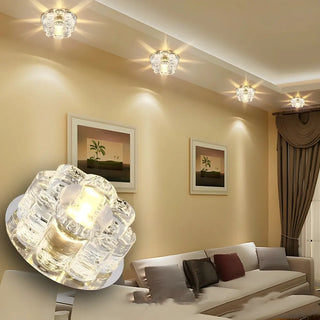 Living Room Clear Crystal Floral LED Flush Mount Light Zawala Image - 1