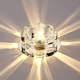 Living Room Clear Crystal Floral LED Flush Mount Light Zawala Image - 2