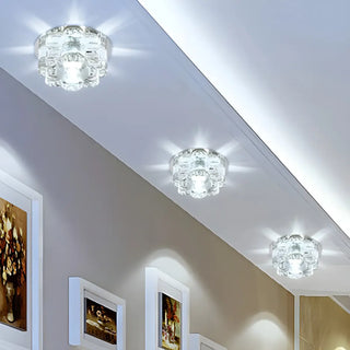 Living Room Clear Crystal Floral LED Flush Mount Light Zawala Image - 3