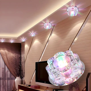 Living Room Clear Crystal Floral LED Flush Mount Light Zawala Image - 5