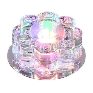 Living Room Clear Crystal Floral LED Flush Mount Light Zawala Image - 6
