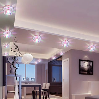 Living Room Clear Crystal Floral LED Flush Mount Light Zawala Image - 7