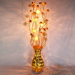 Artistic Urn-shaped and Floral Gold Metal Floor Lamp Image - 2