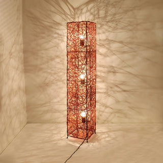 Artistic Cylinder Rattan Wooden Column Floor Lamp Zawala Image - 11
