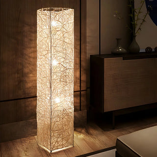 Artistic Cylinder Rattan Wooden Column Floor Lamp Zawala Image - 13