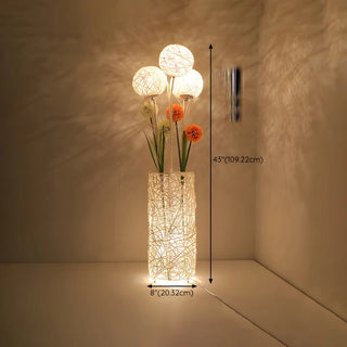 Artistic Cylinder Rattan Wooden Column Floor Lamp Zawala #size