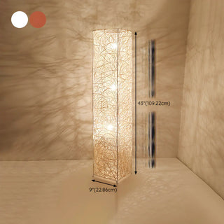 Artistic Cylinder Rattan Wooden Column Floor Lamp Zawala Image - 17